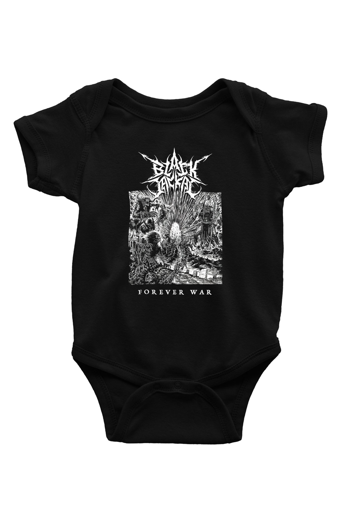 Black Jackal Baskılı Unisex Siyah Bebek Body - Zıbın