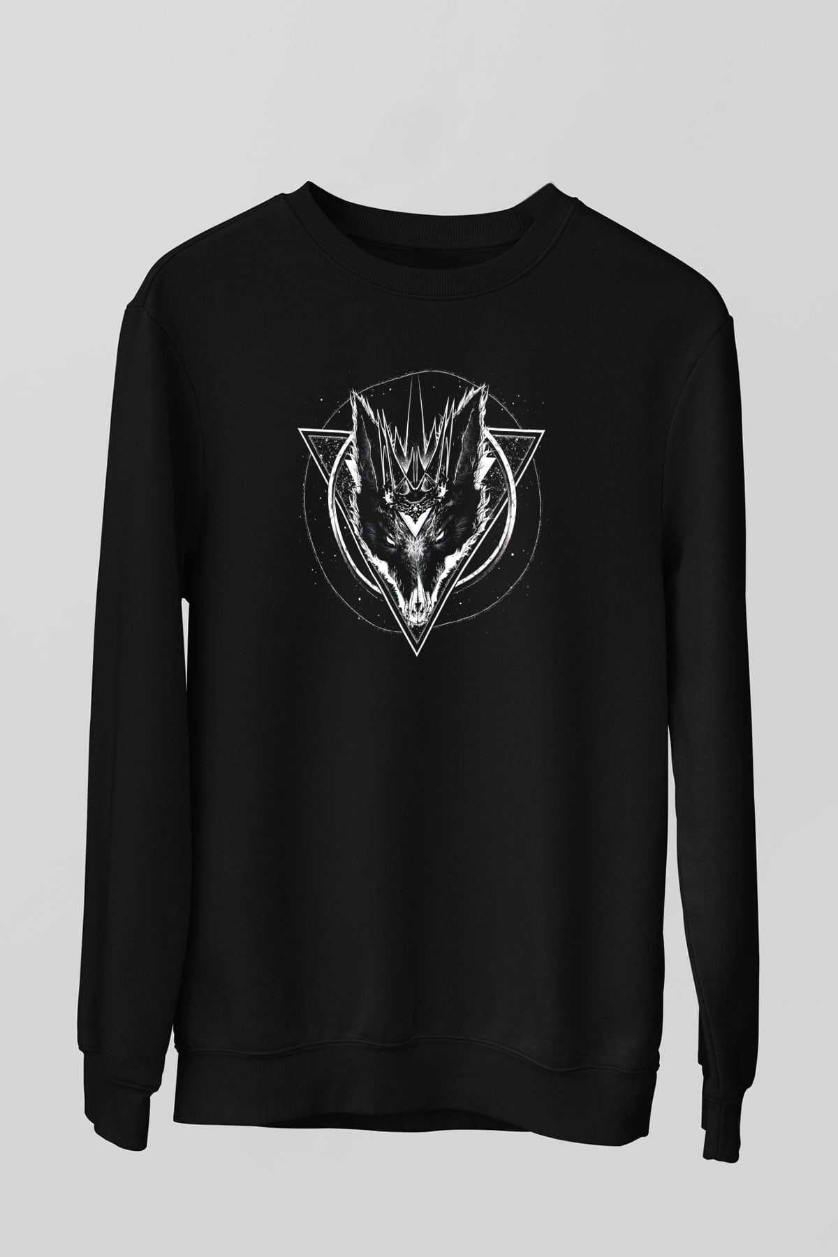Black Jackal Baskılı Unisex Siyah Sweatshirt