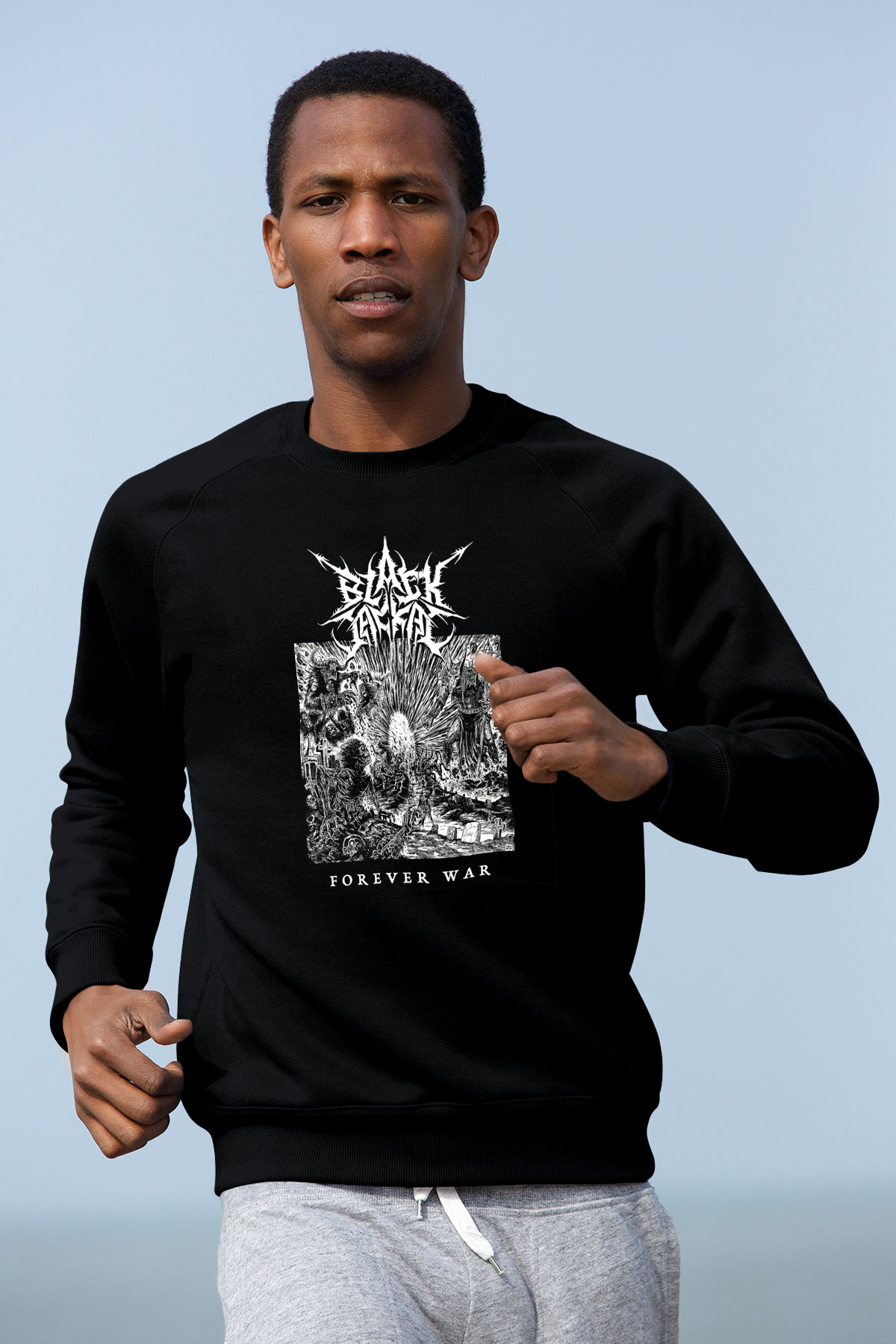 Black Jackal Baskılı Unisex Siyah Sweatshirt