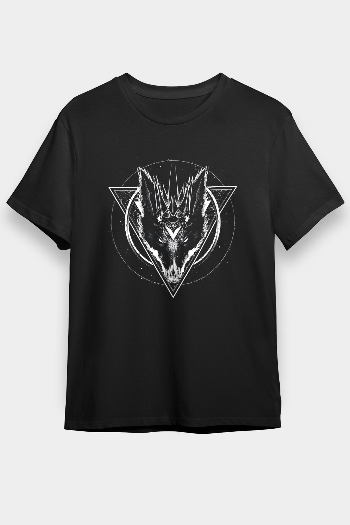 Black Jackal Baskılı Unisex Siyah Tişört - Tshirt