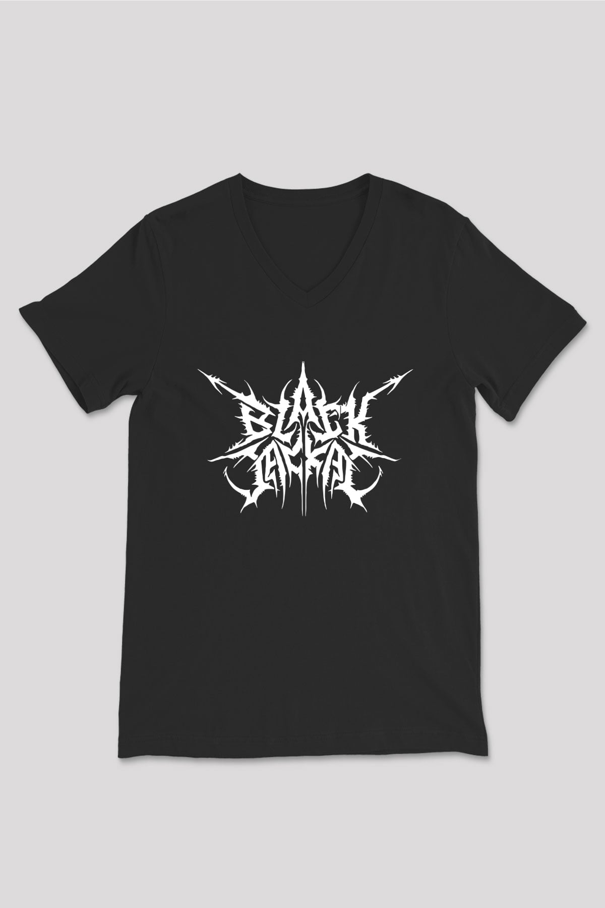 Black Jackal Baskılı Unisex Siyah V Yaka Tişört - Tshirt