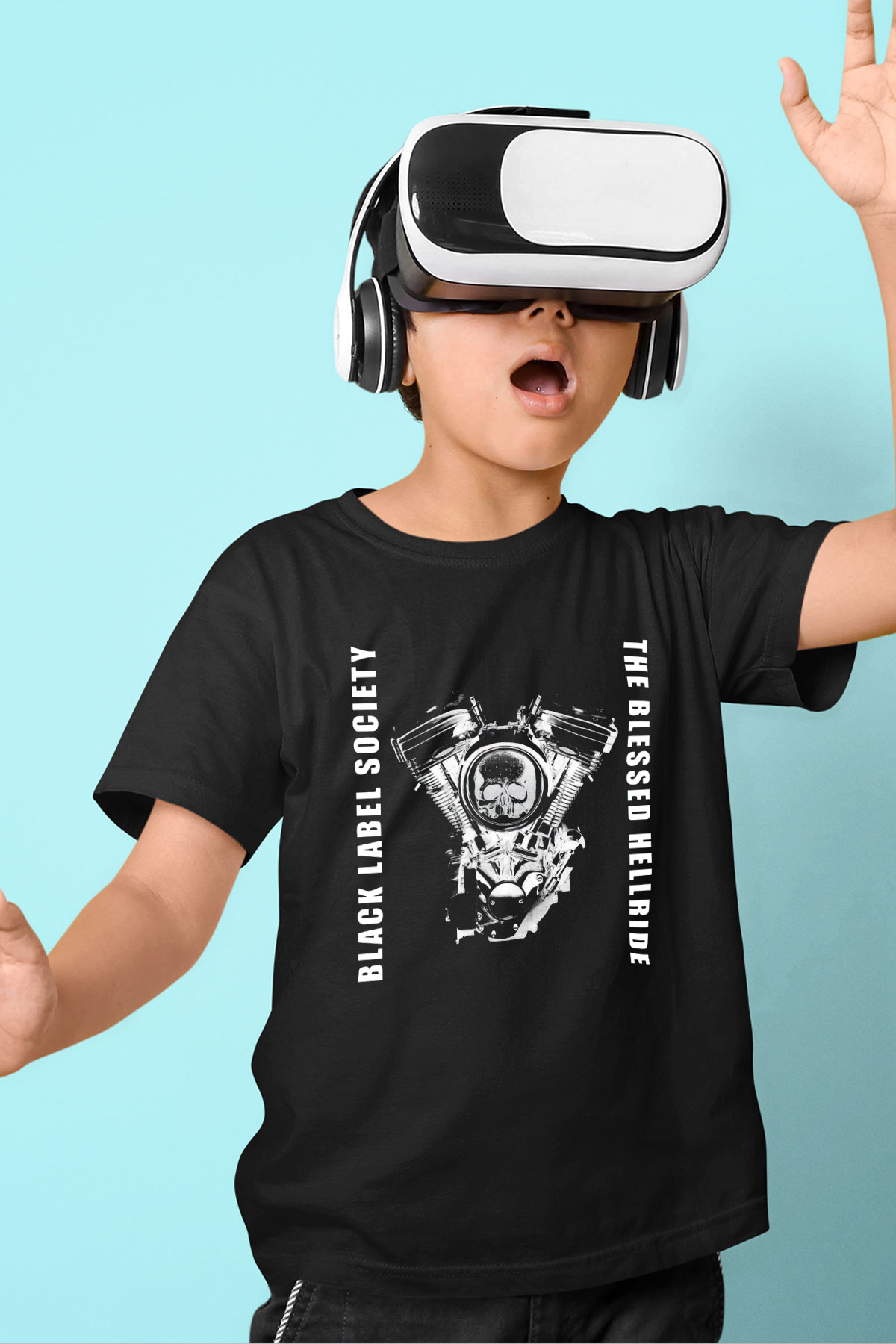 Black Label Society Baskılı Siyah Unisex Çocuk Tişört