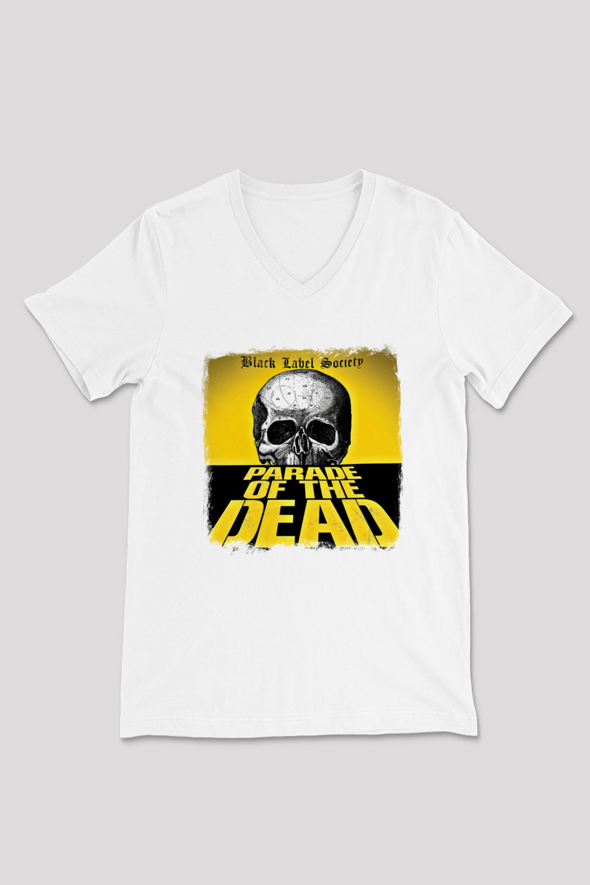 Black Label Society Baskılı Unisex Beyaz V Yaka Tişört