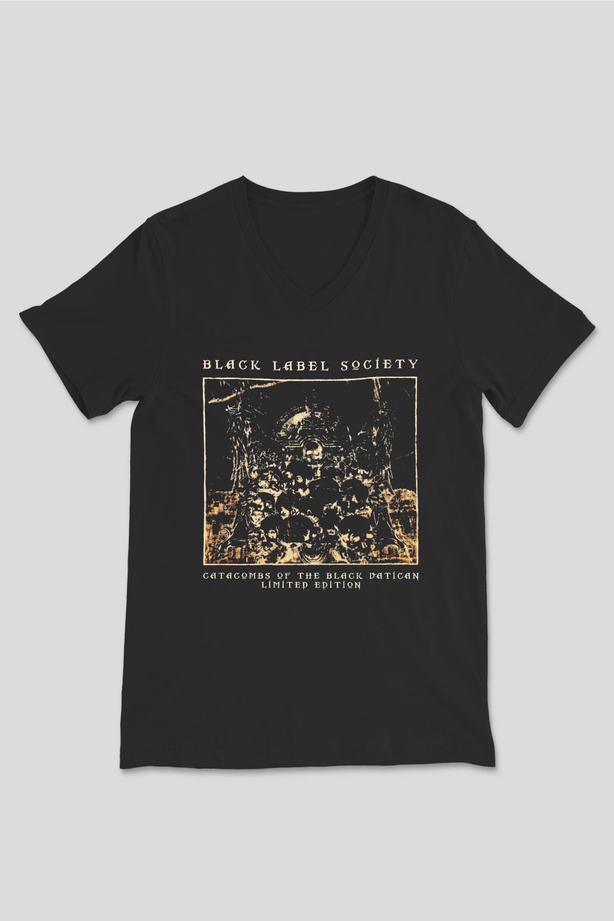 Black Label Society Siyah Unisex V Yaka Tişört T-Shirt
