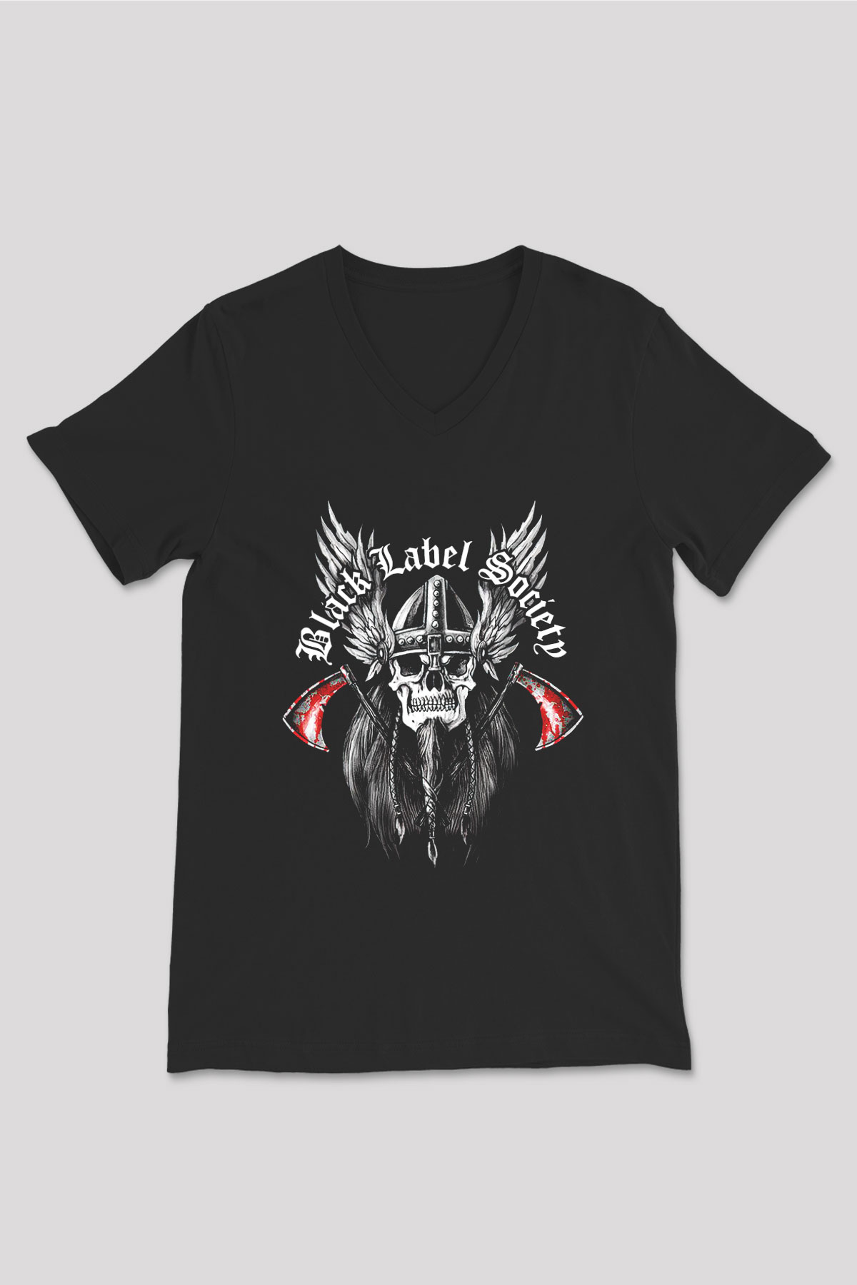 Black Label Society Siyah Unisex V Yaka Tişört T-Shirt