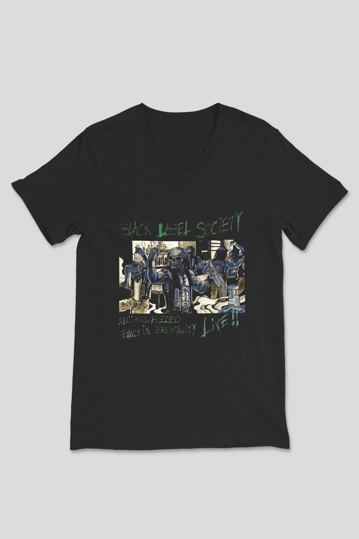Black Label Society Siyah Unisex V Yaka Tişört T-Shirt
