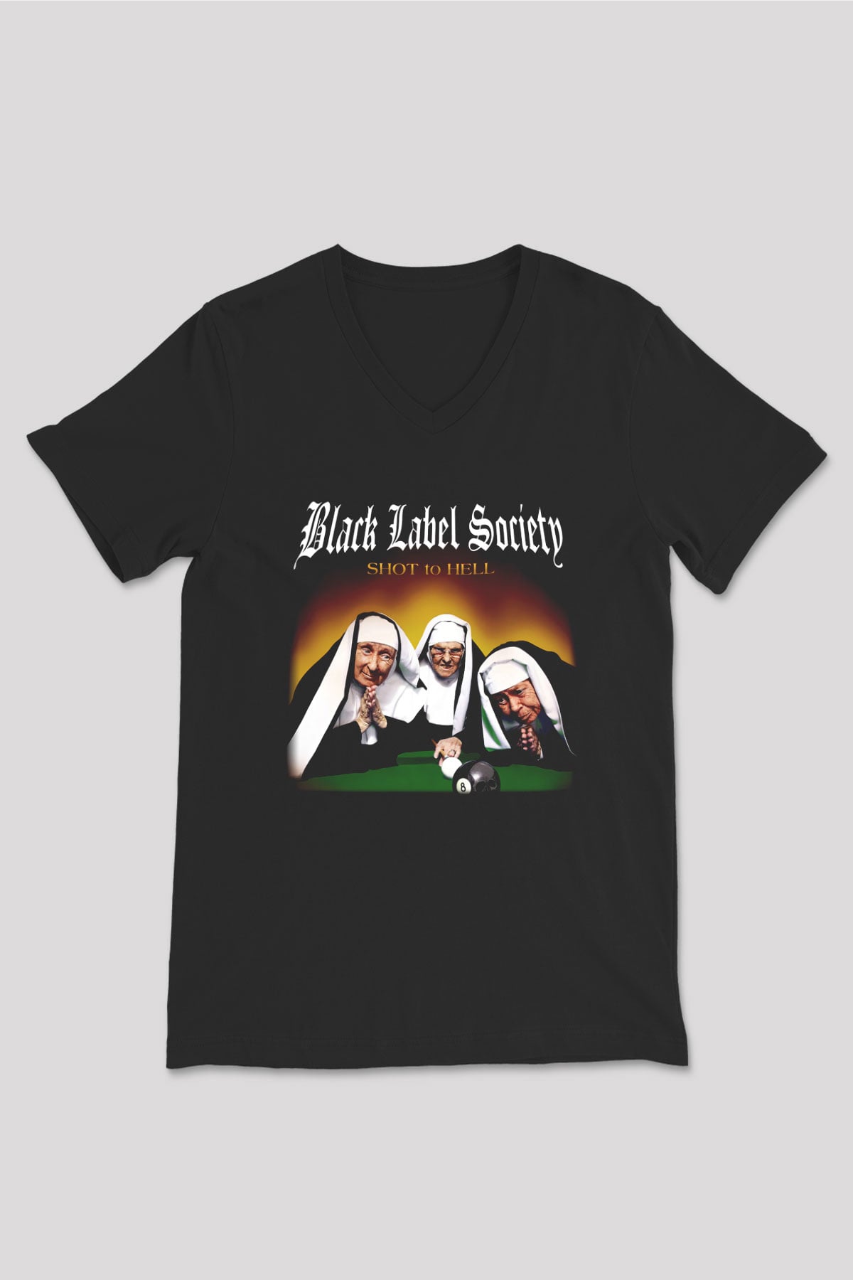 Black Label Society Siyah Unisex V Yaka Tişört T-Shirt