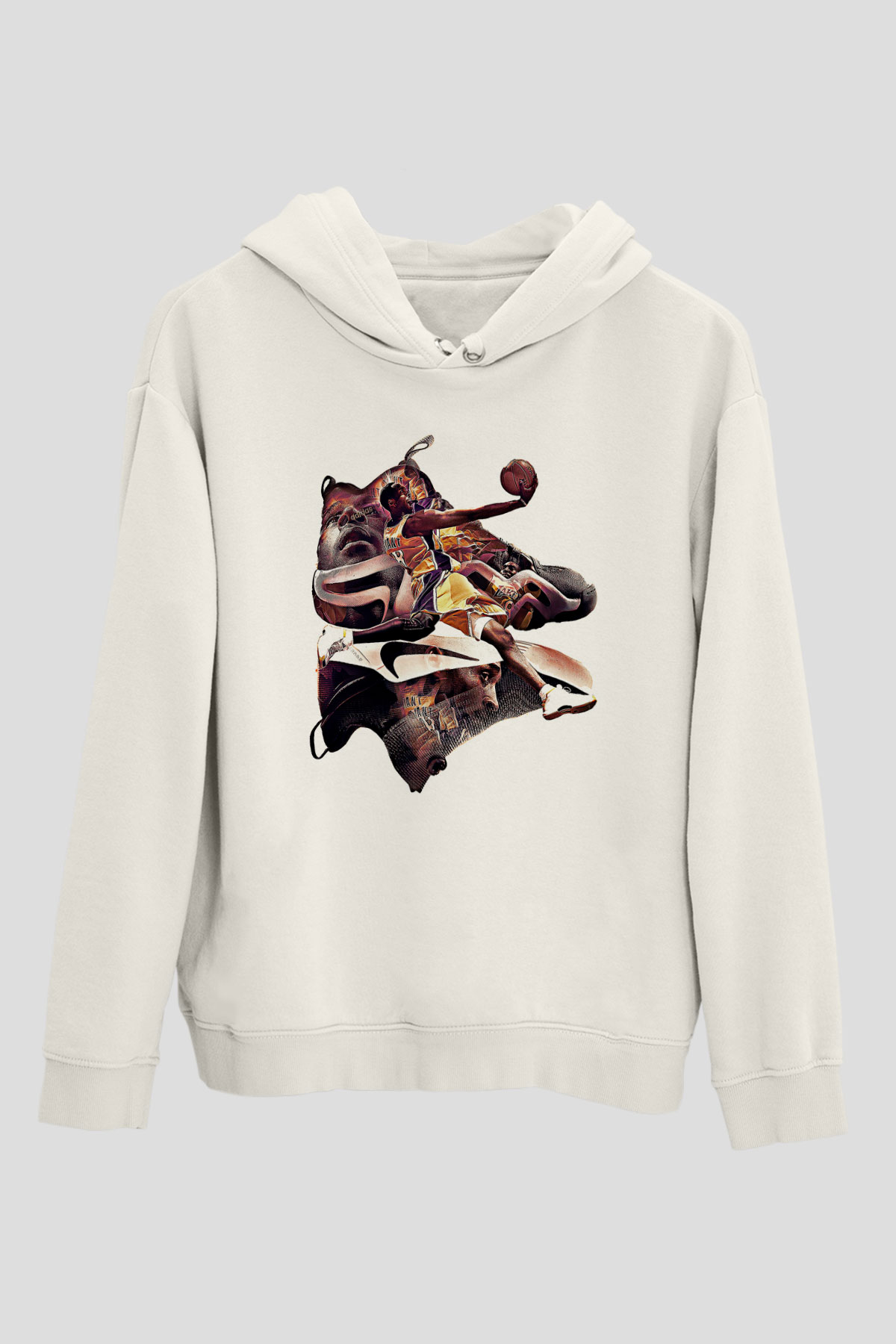 Black Mamba Baskılı Beyaz Unisex Kapüşonlu Sweatshirt