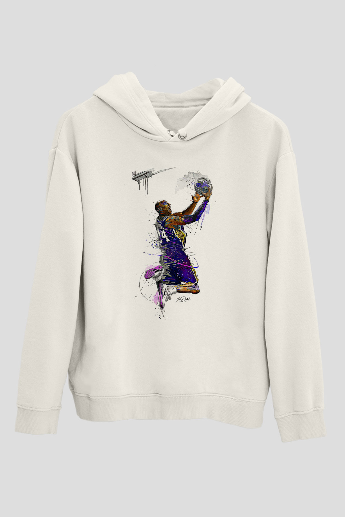 Black Mamba Baskılı Beyaz Unisex Kapüşonlu Sweatshirt