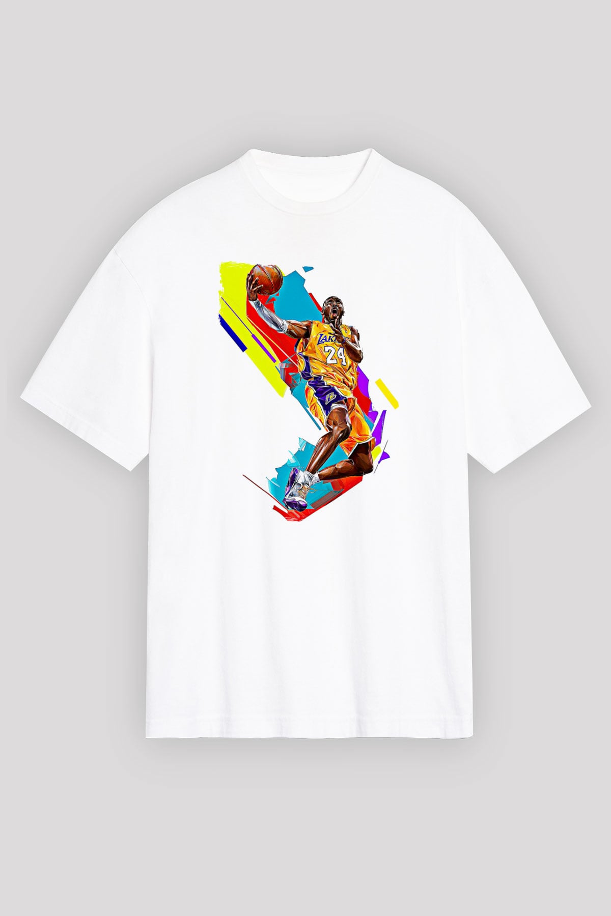Black Mamba Baskılı Beyaz Unisex Oversize Tişört - Tshirt
