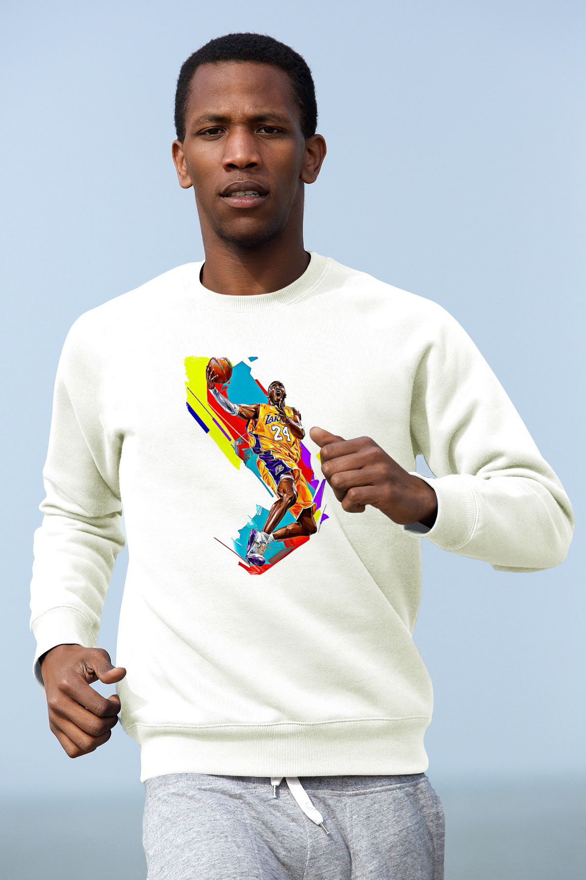 Black Mamba Baskılı Beyaz Unisex Sweatshirt