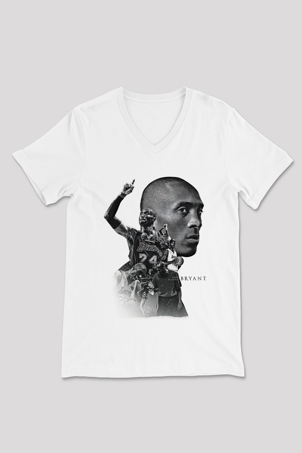 Black Mamba Baskılı Beyaz Unisex V Yaka Tişört - Tshirt