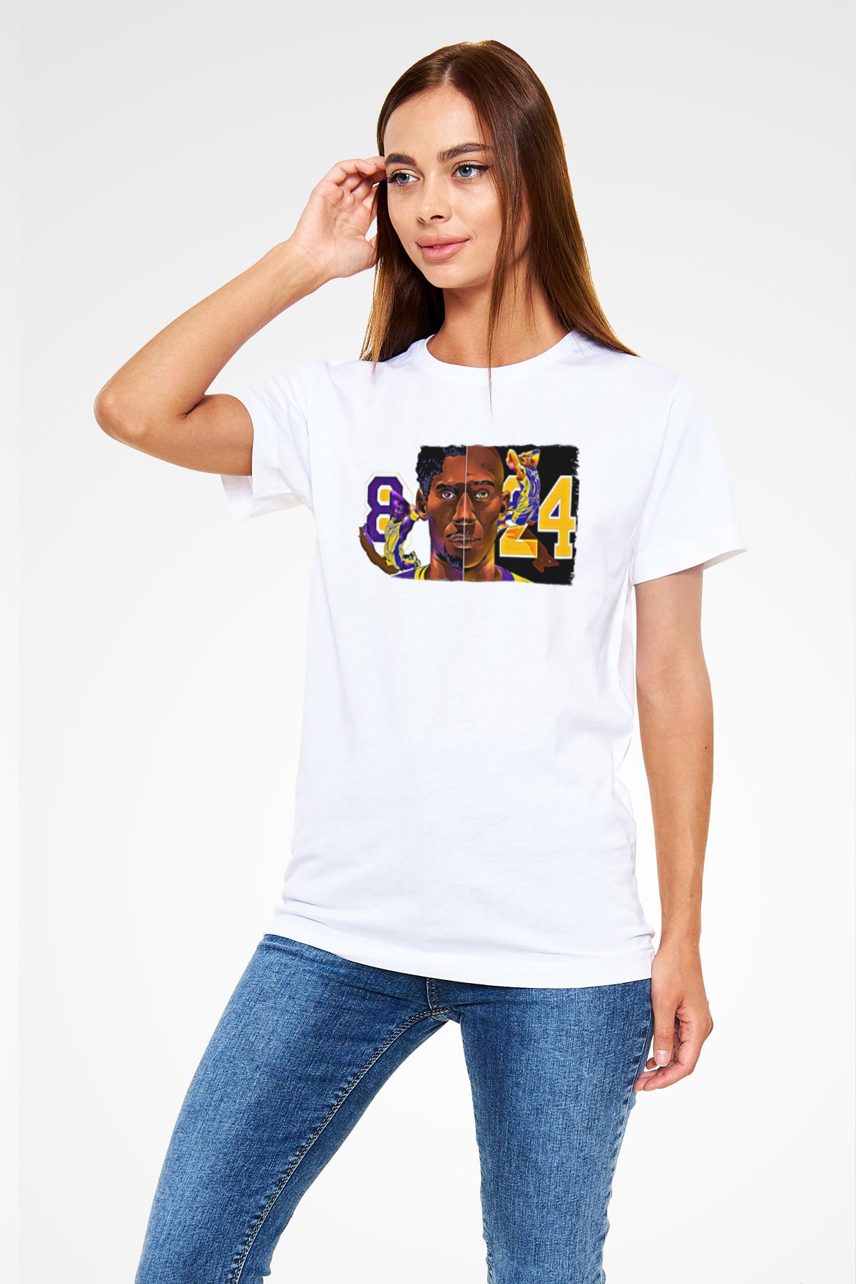 Black Mamba Baskılı Unisex Beyaz Tişört - Tshirt