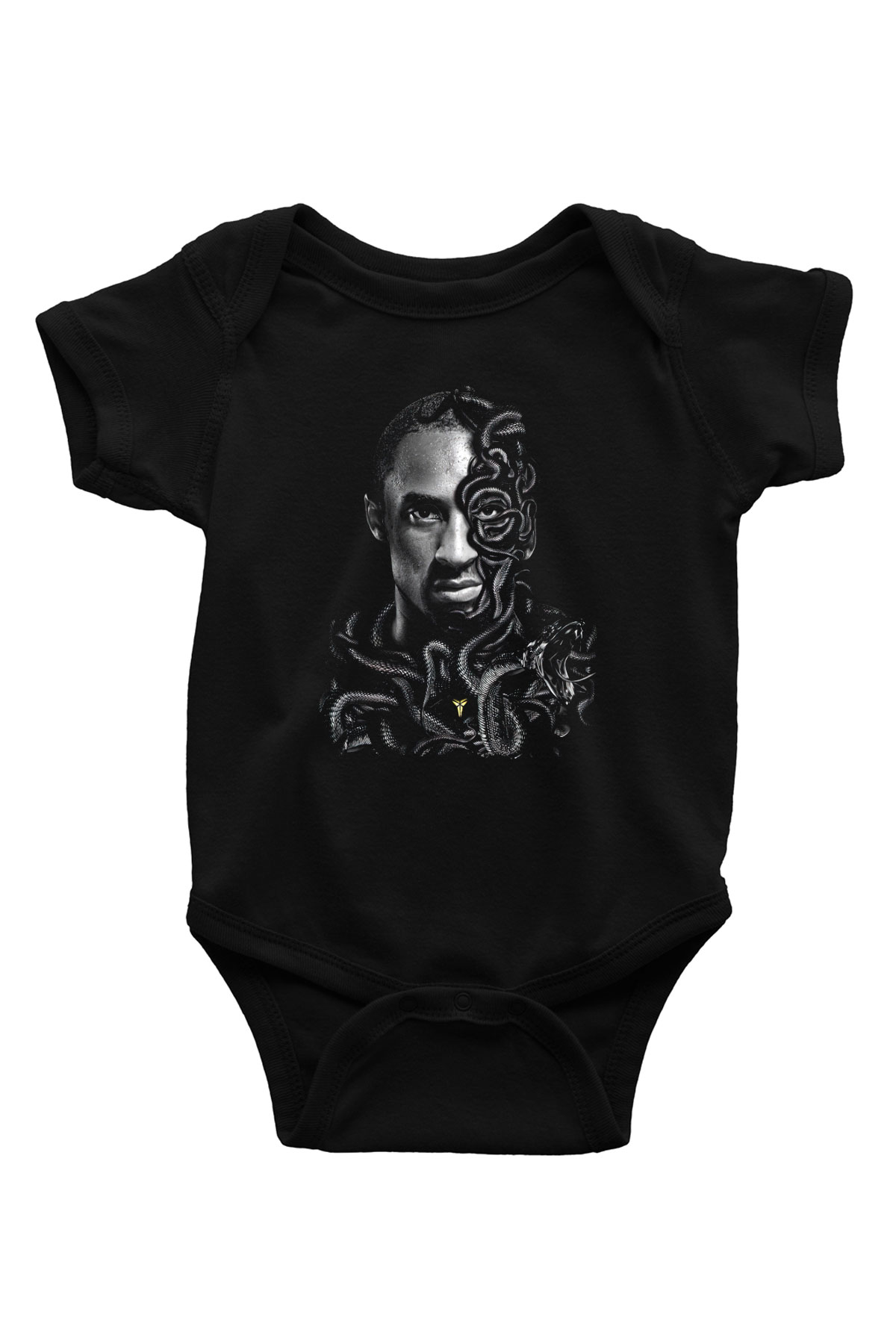 Black Mamba Baskılı Unisex Siyah Bebek Body - Zıbın
