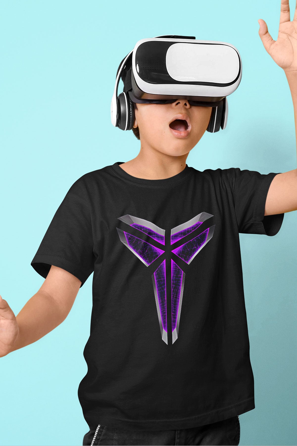 Black Mamba Baskılı Unisex Siyah Çocuk Tişört - Tshirt