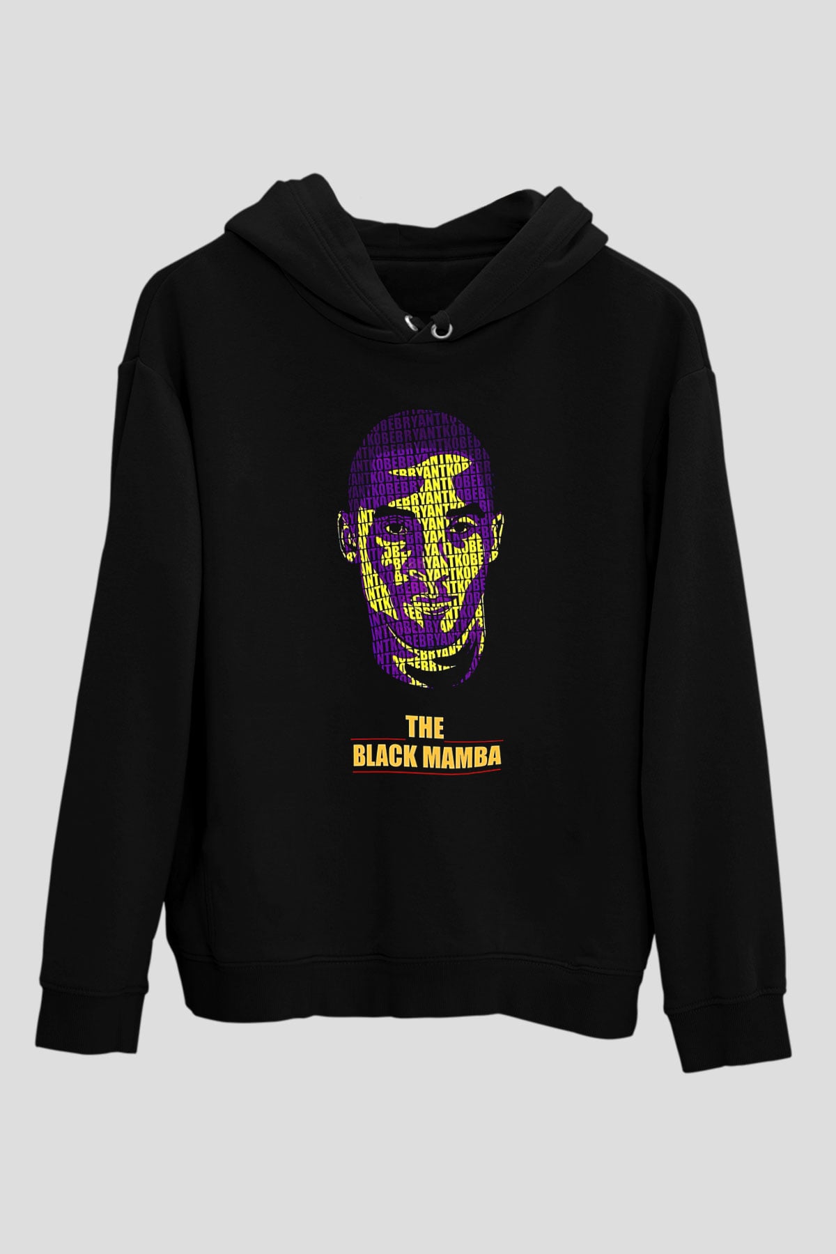 Black Mamba Baskılı Unisex Siyah Kapüşonlu Sweatshirt