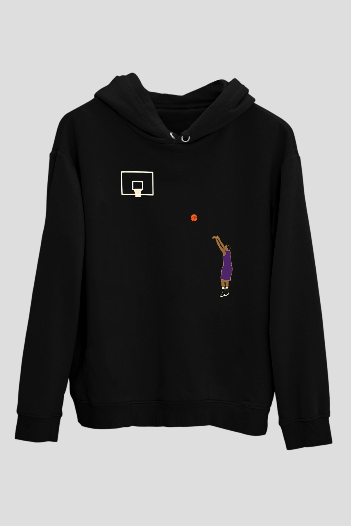 Black Mamba Baskılı Unisex Siyah Kapüşonlu Sweatshirt