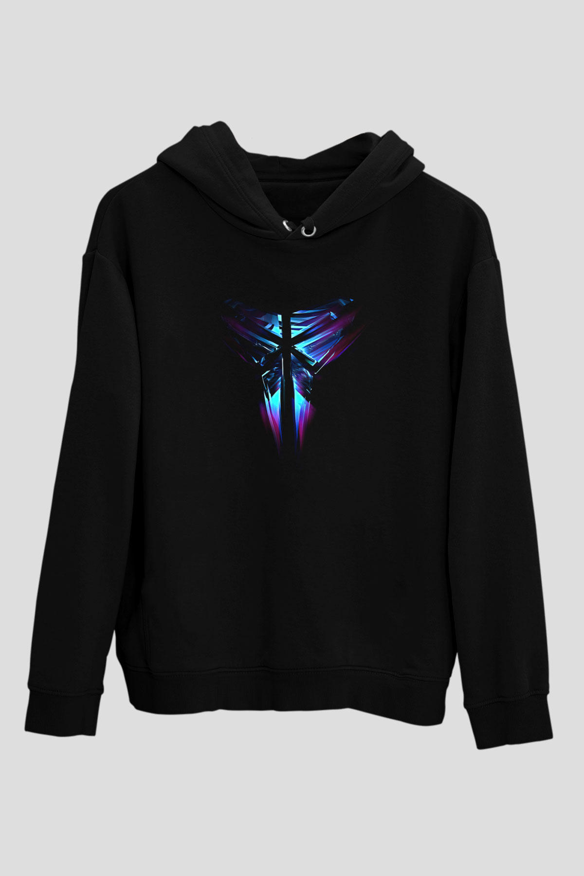 Black Mamba Baskılı Unisex Siyah Kapüşonlu Sweatshirt