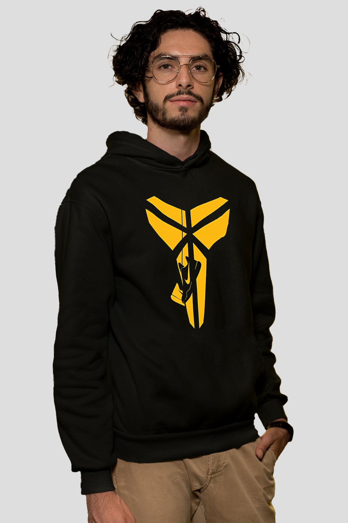 Black Mamba Baskılı Unisex Siyah Kapüşonlu Sweatshirt