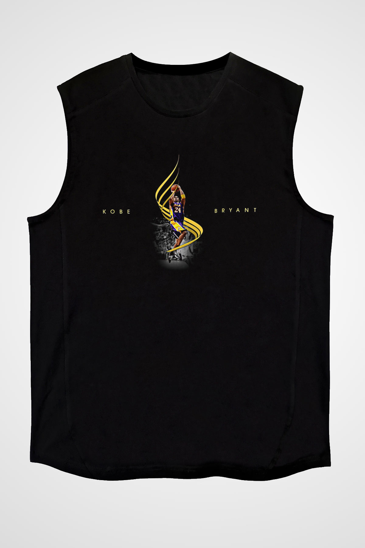 Black Mamba Baskılı Unisex Siyah Kolsuz Tişört - Tshirt