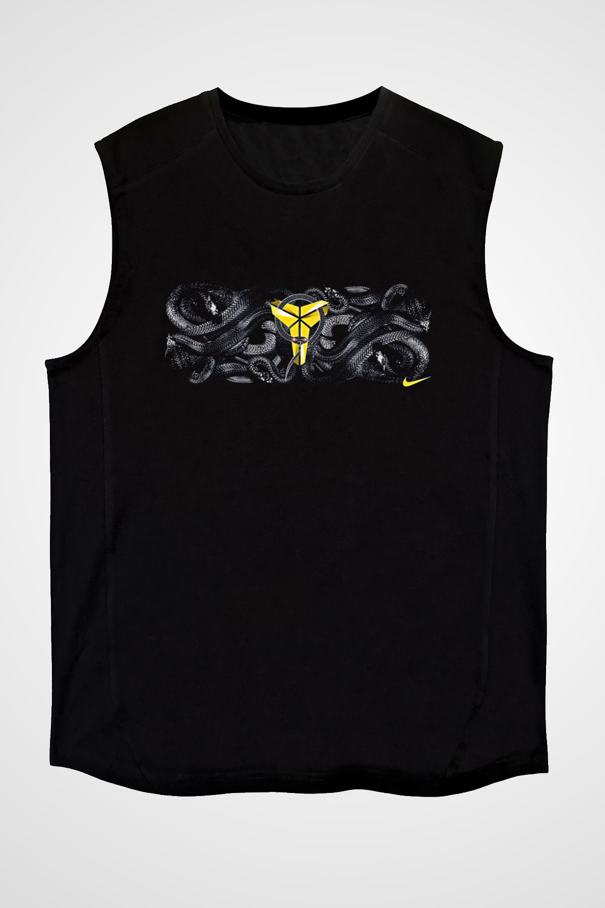 Black Mamba Baskılı Unisex Siyah Kolsuz Tişört - Tshirt