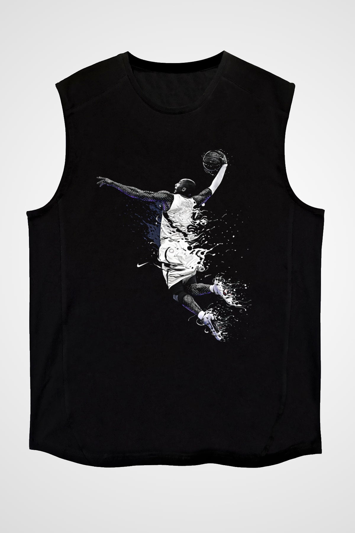 Black Mamba Baskılı Unisex Siyah Kolsuz Tişört - Tshirt