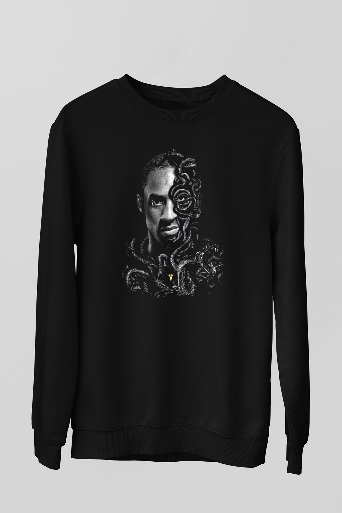 Black Mamba Baskılı Unisex Siyah Sweatshirt