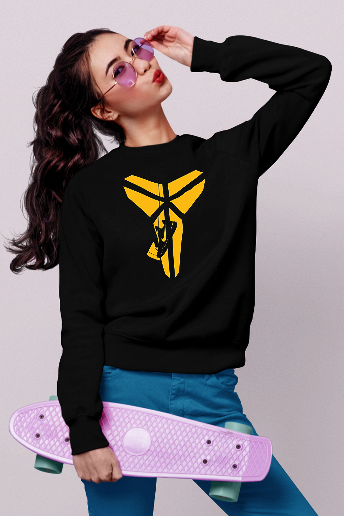 Black Mamba Baskılı Unisex Siyah Sweatshirt