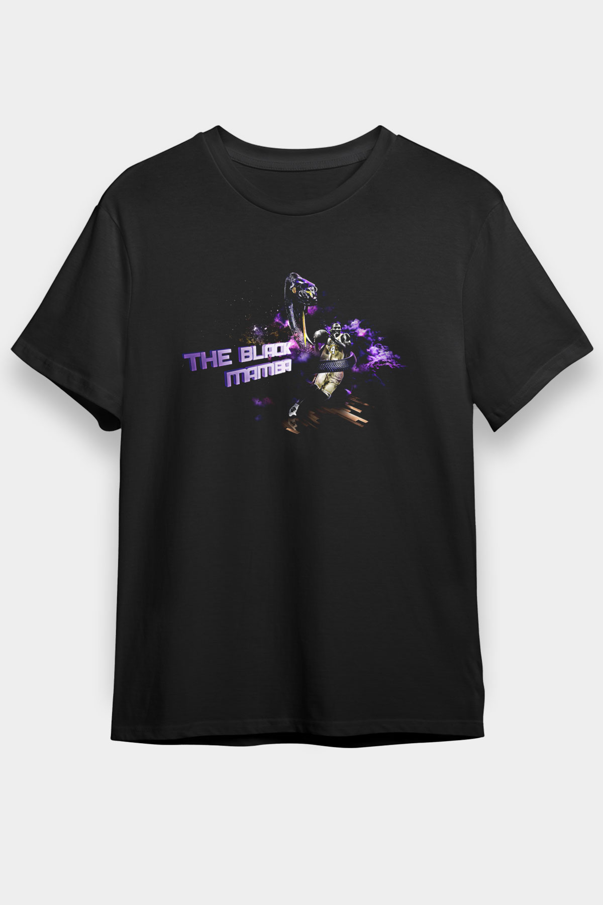 Black Mamba Baskılı Unisex Siyah Tişört - Tshirt