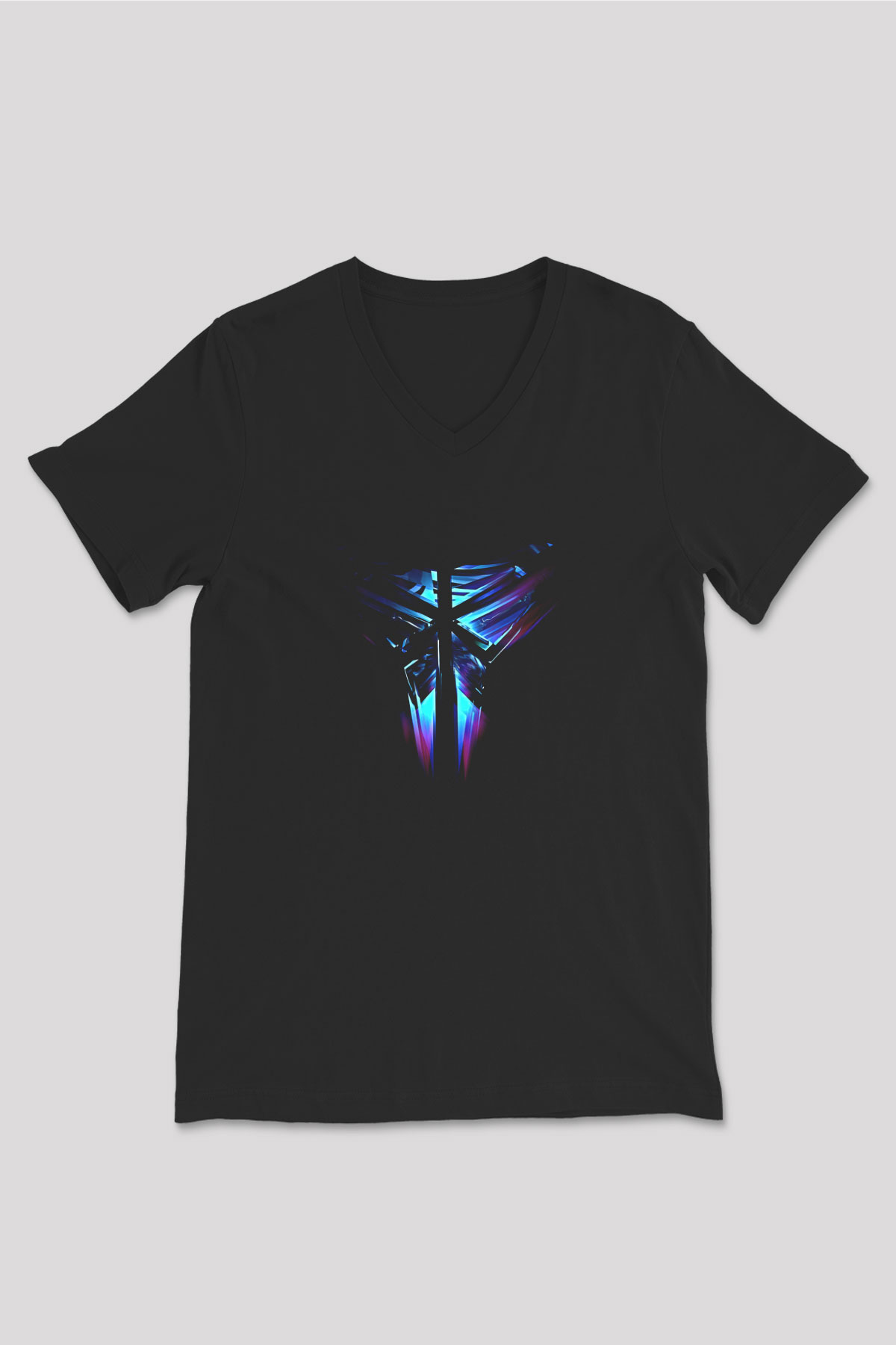 Black Mamba Baskılı Unisex Siyah V Yaka Tişört - Tshirt