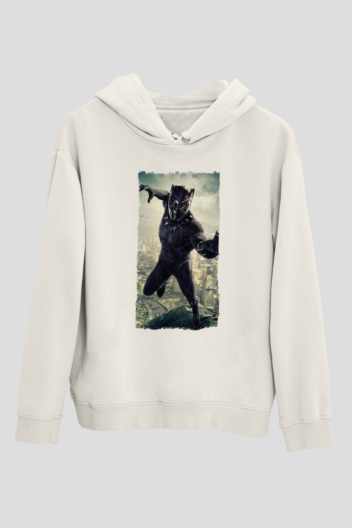 Black Panther Beyaz Unisex Hoodie