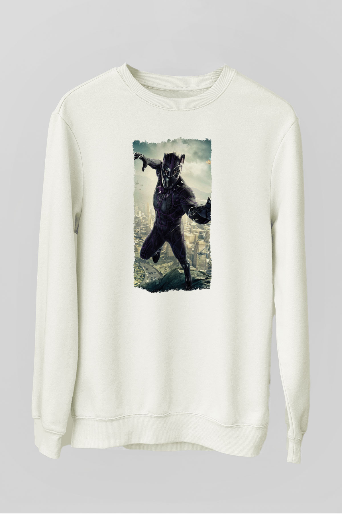 Black Panther Beyaz Unisex Sweatshirt