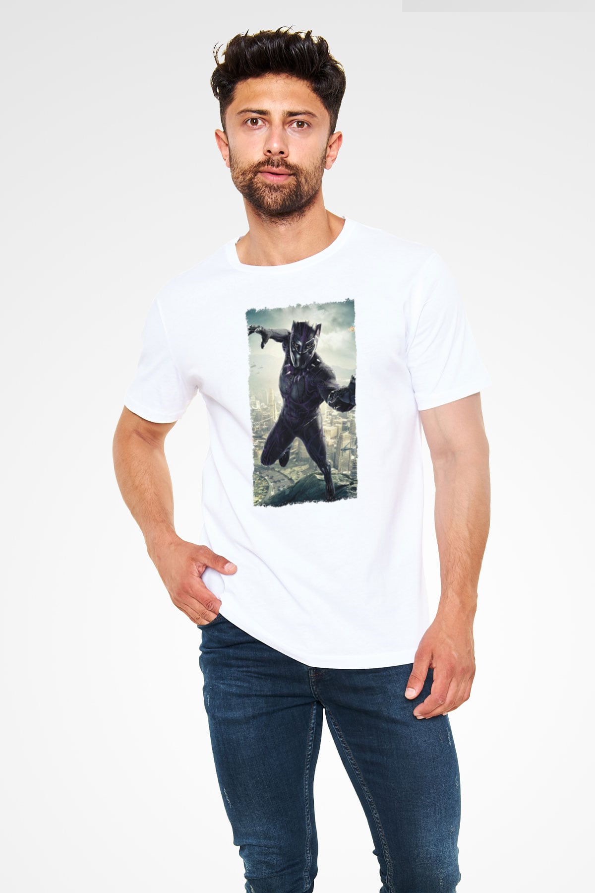 Black Panther Beyaz Unisex Tişört T-Shirt