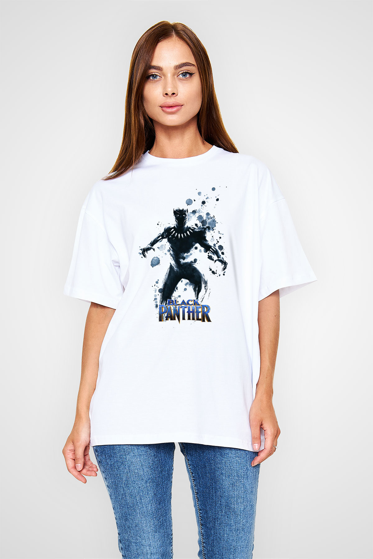 Black Panther Beyaz Oversize Tişört Oversize T-shirt