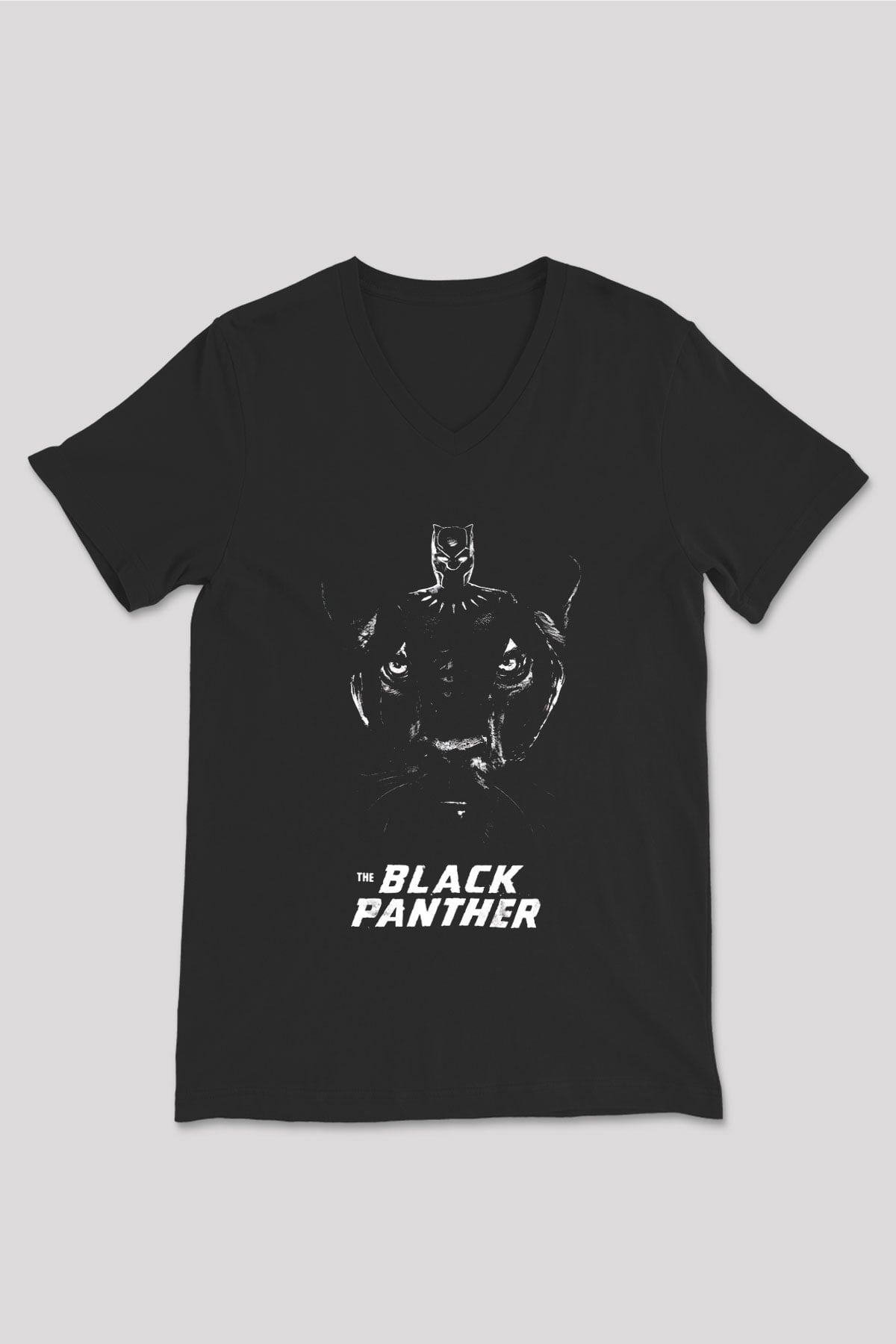Black Panther Siyah Unisex V Yaka Tişört