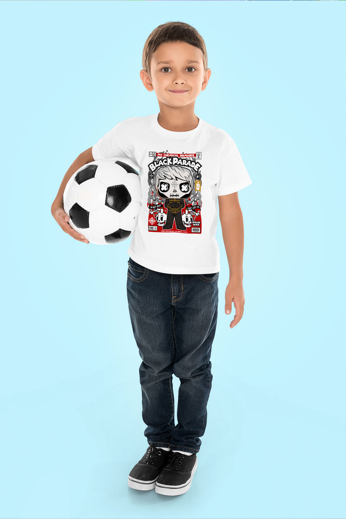Black Parade Baskılı Unisex Beyaz Çocuk Tişört