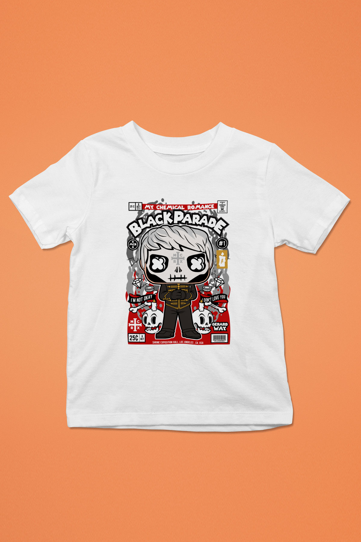 Black Parade Baskılı Unisex Beyaz Çocuk Tişört