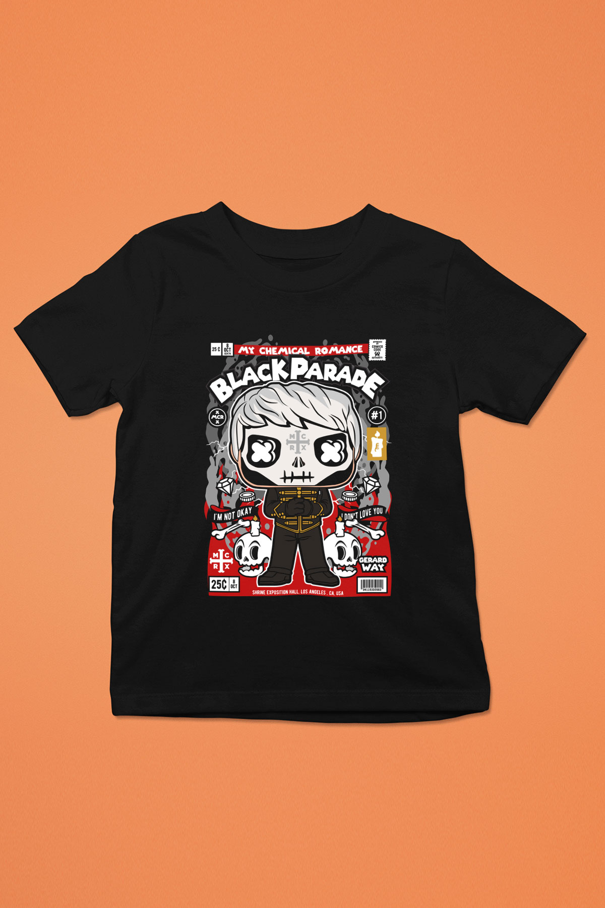 Black Parade Baskılı Unisex Siyah Çocuk Tişört