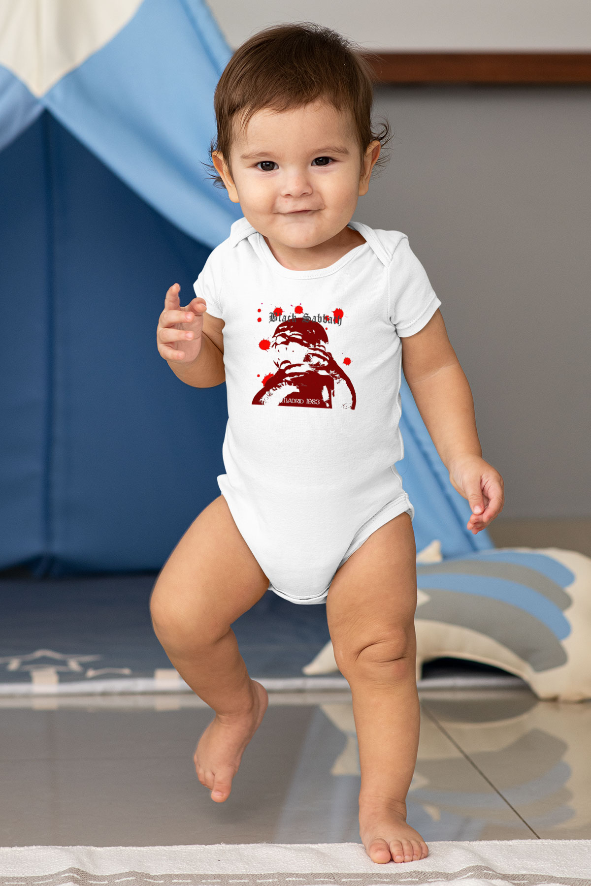 Black Sabbath Baskılı Beyaz Unisex Bebek Body - Zıbın