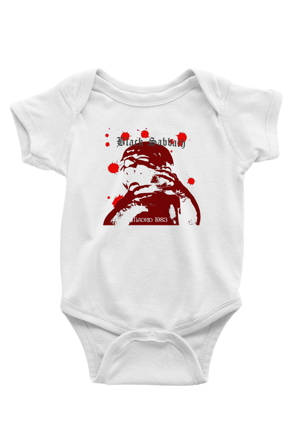 Black Sabbath Baskılı Beyaz Unisex Bebek Body - Zıbın