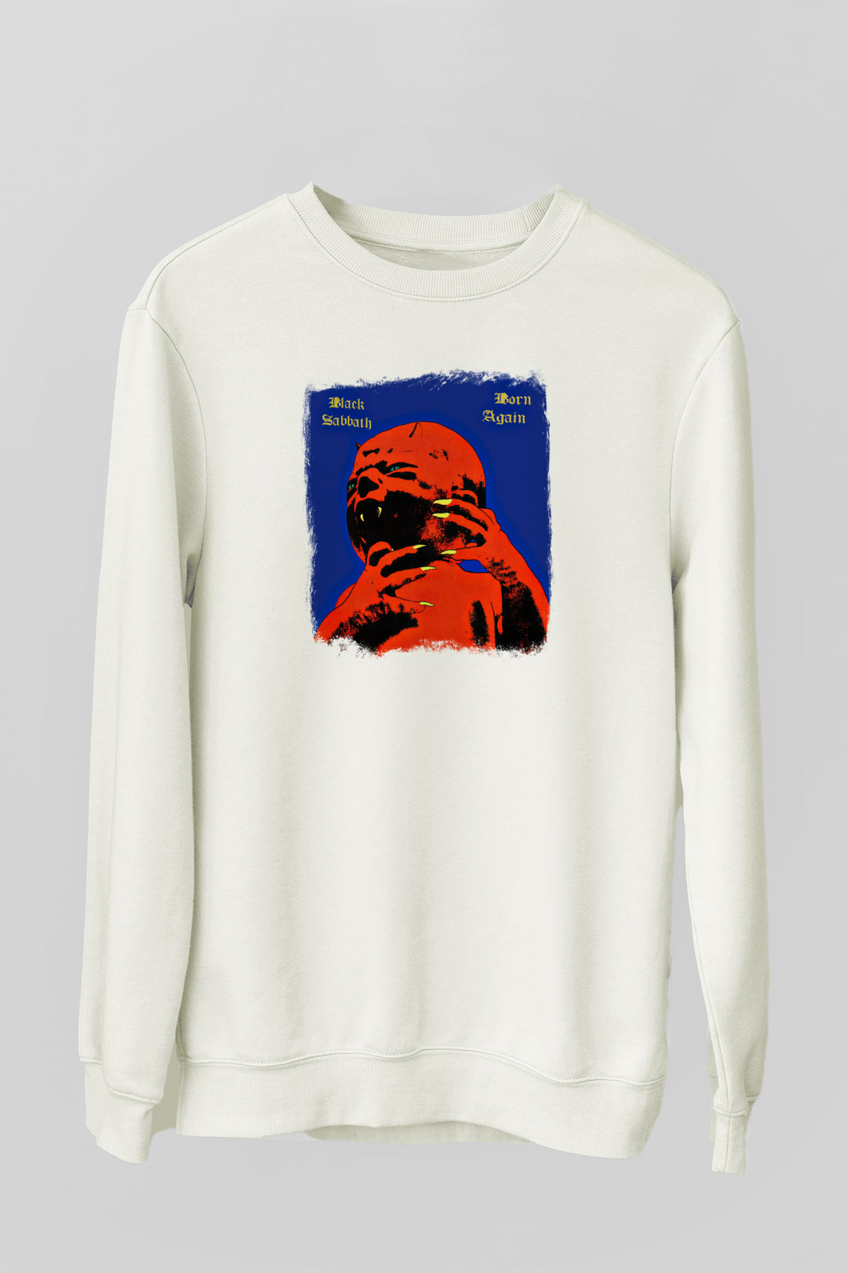Black Sabbath Baskılı Unisex Beyaz Sweatshirt