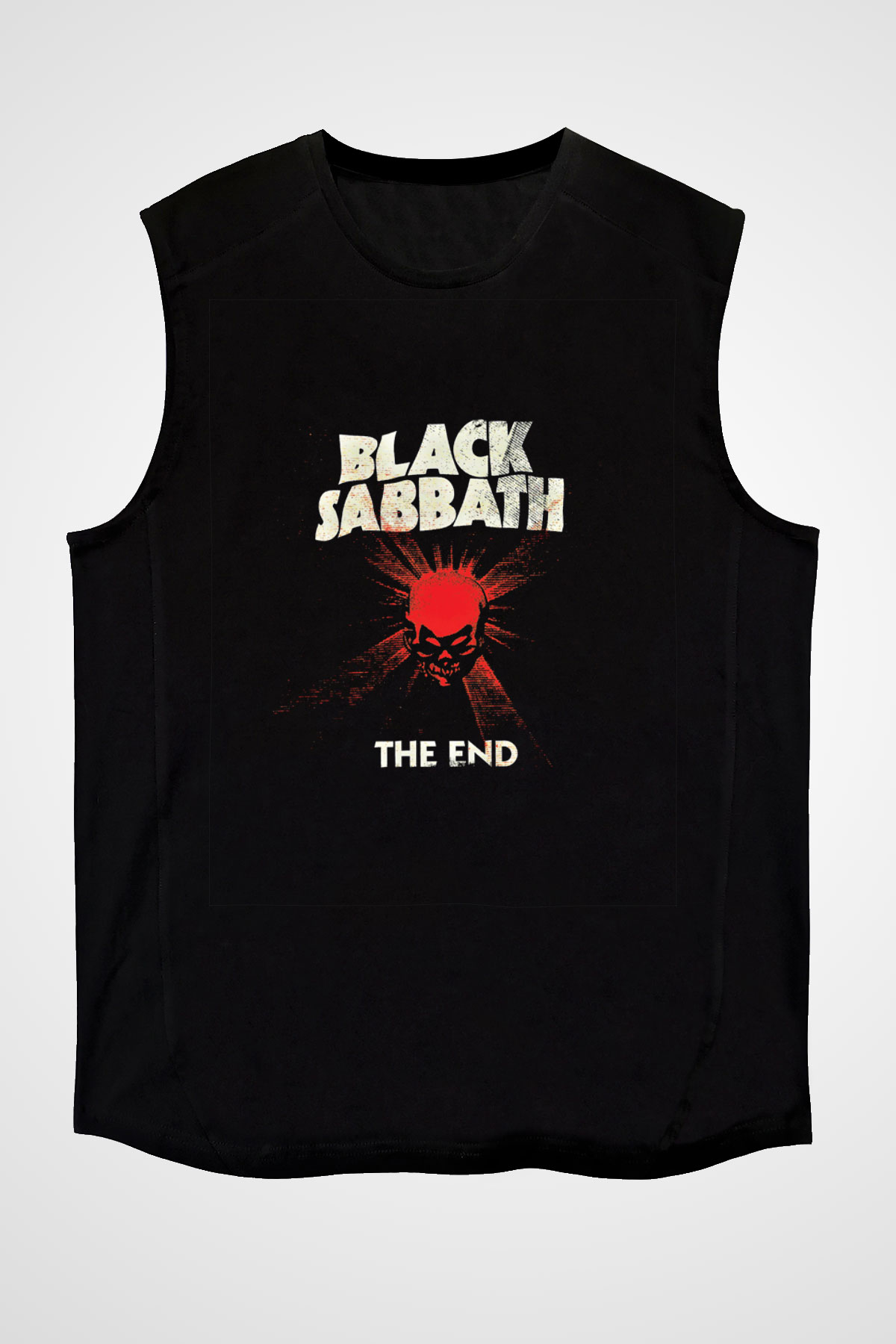 Black Sabbath Baskılı Unisex Siyah Kolsuz Tişört
