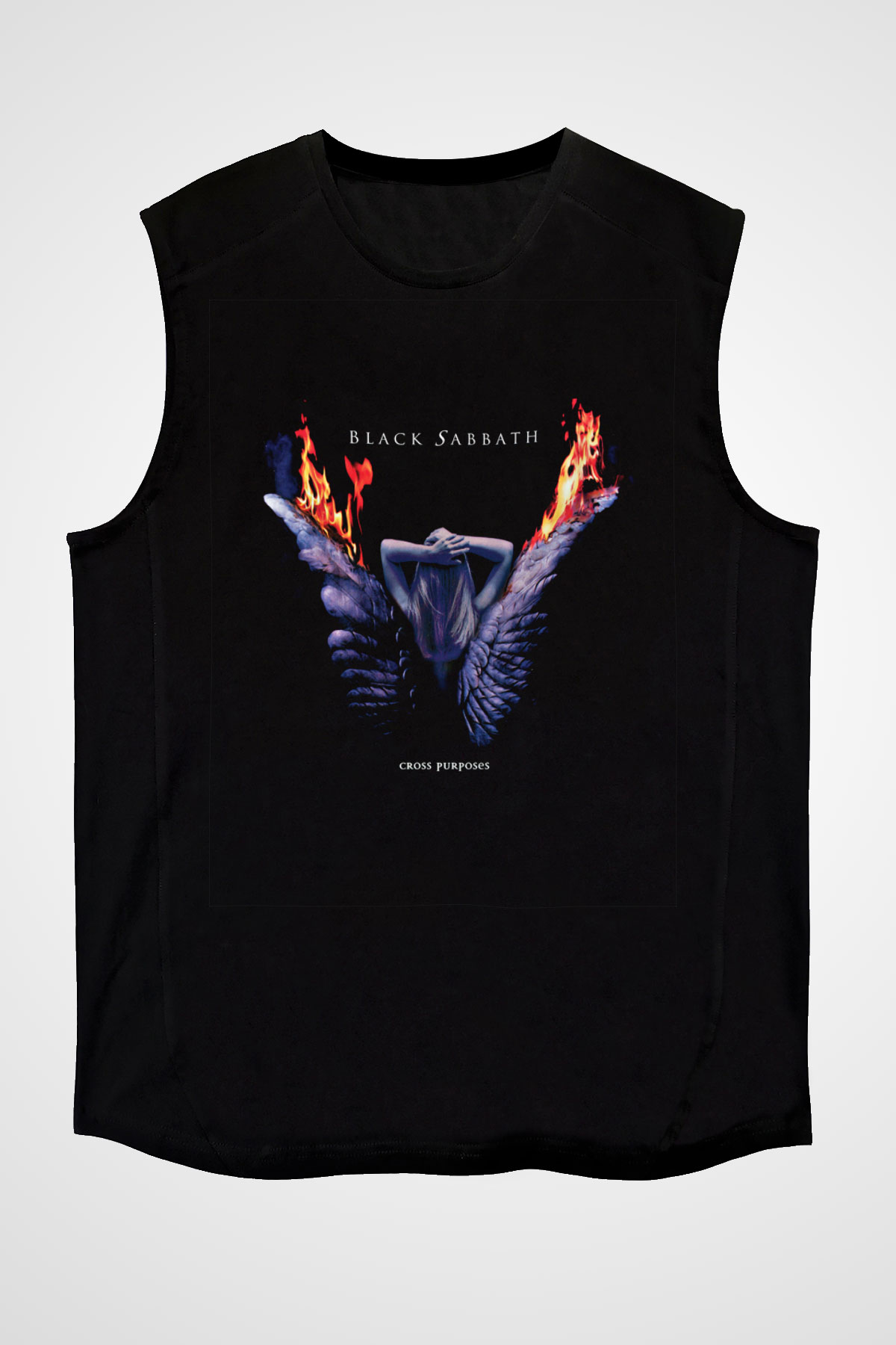 Black Sabbath Baskılı Unisex Siyah Kolsuz Tişört