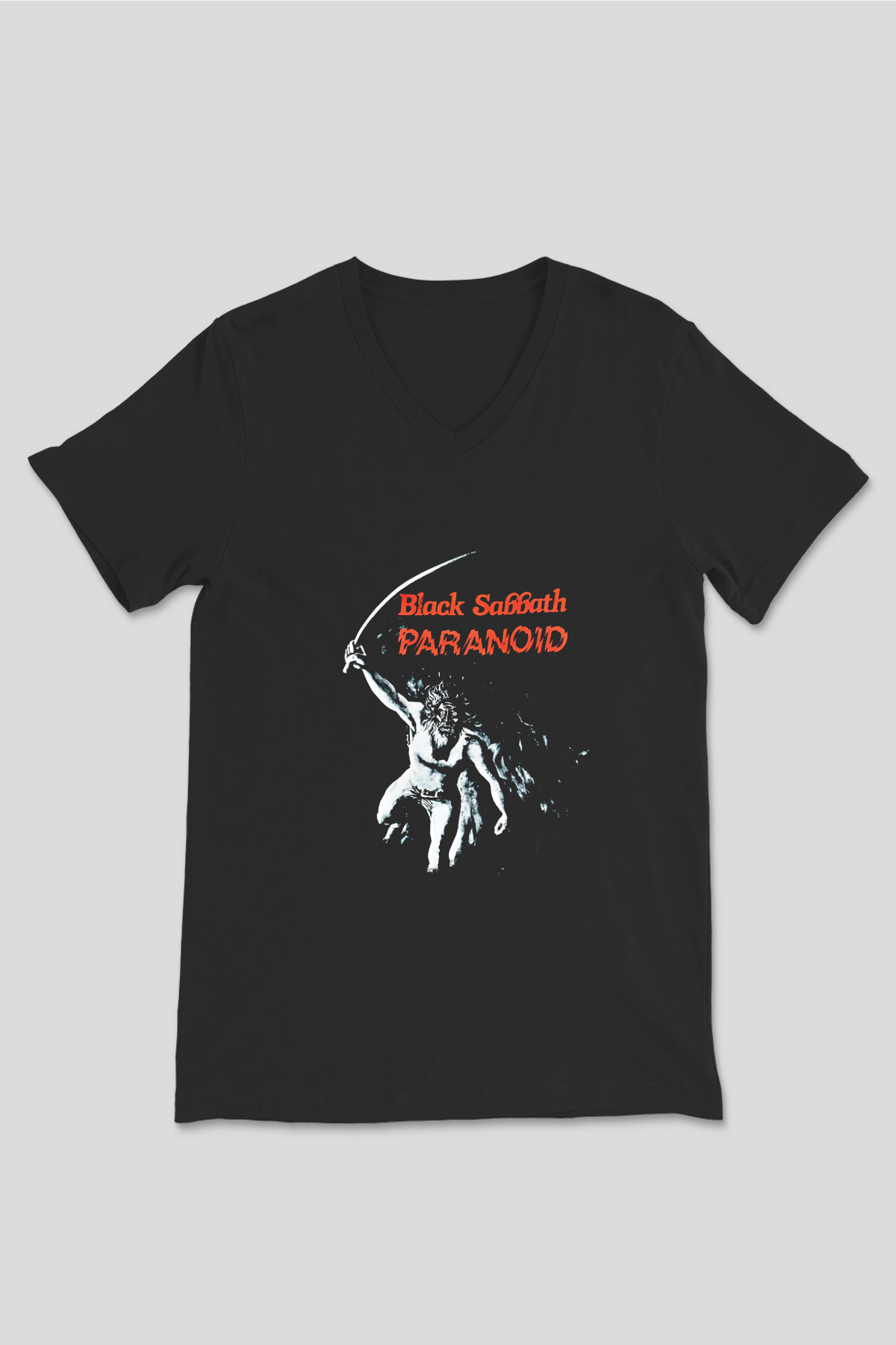 Black Sabbath Baskılı Unisex Siyah V Yaka Tişört