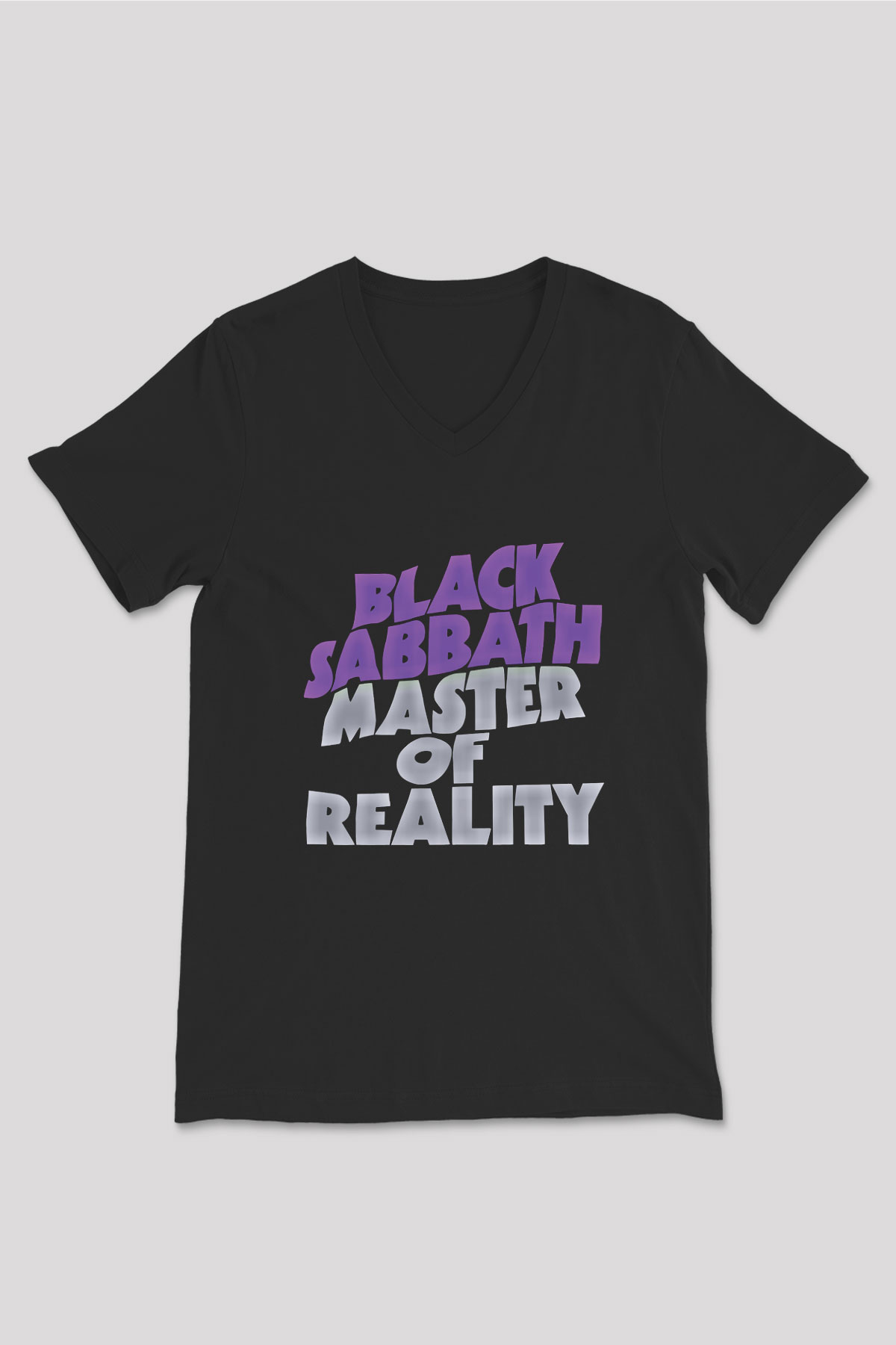 Black Sabbath Baskılı Unisex Siyah V Yaka Tişört