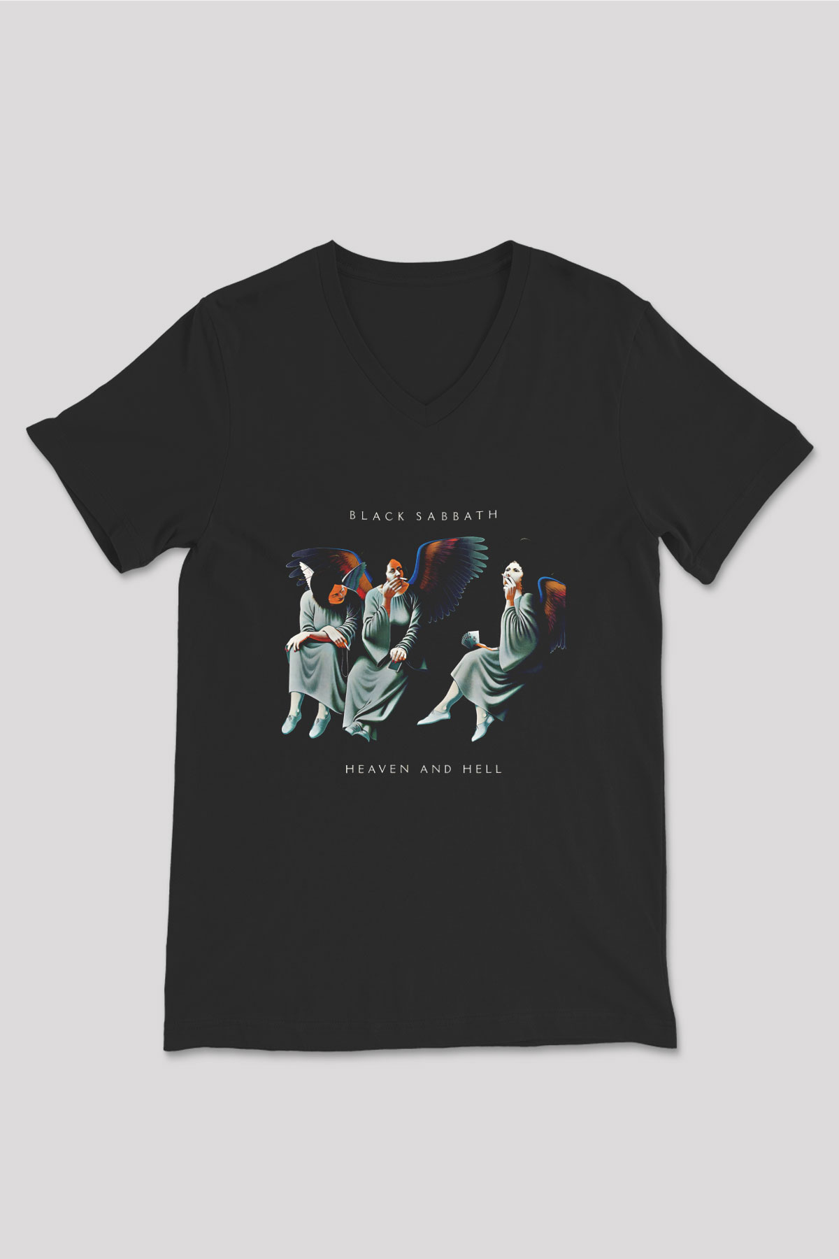 Black Sabbath Baskılı Unisex Siyah V Yaka Tişört