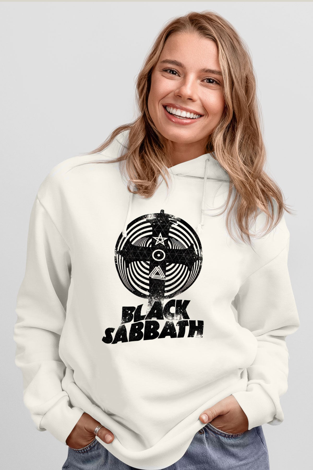 Black Sabbath Beyaz Unisex Kapüşonlu Sweatshirt