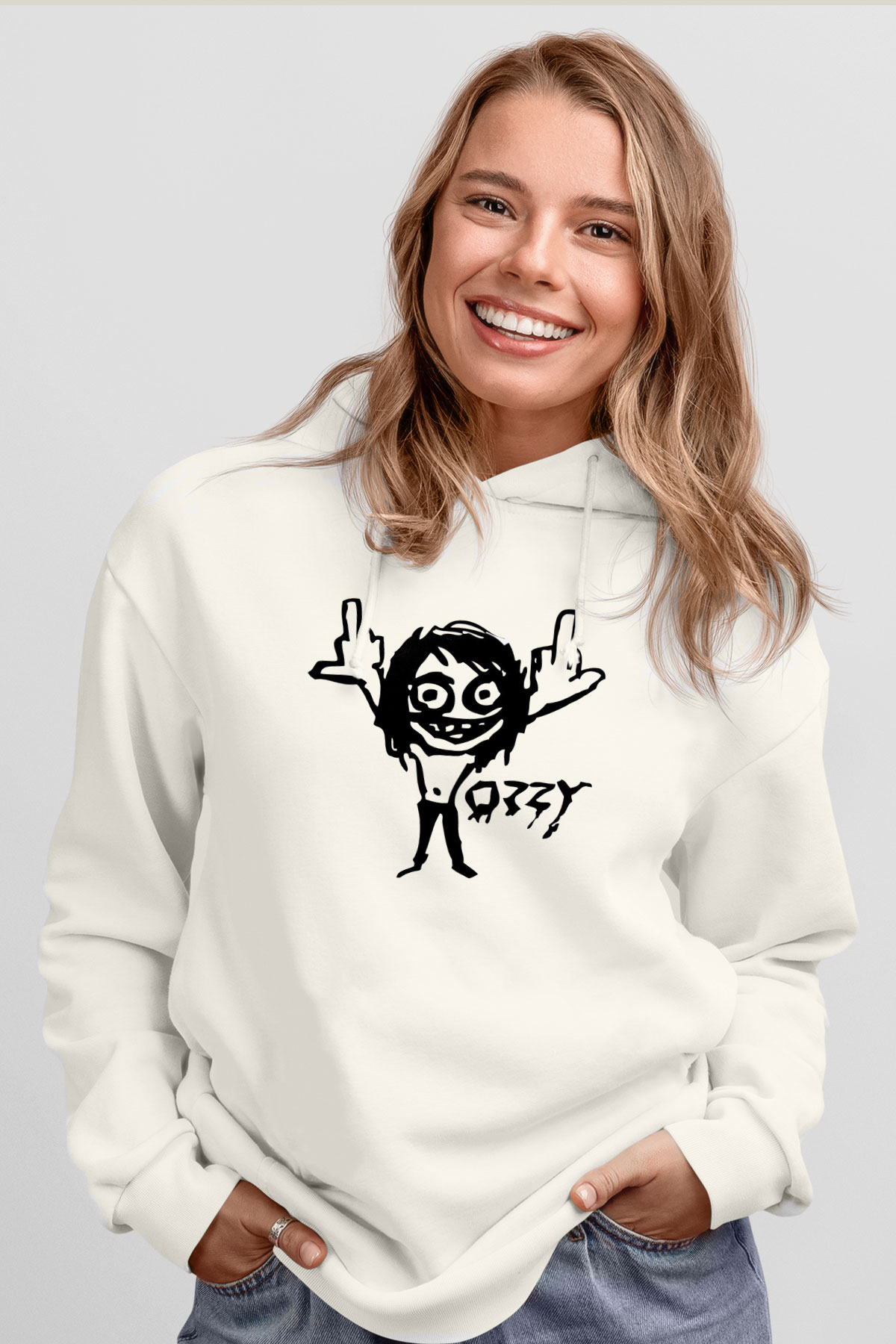 Black Sabbath Beyaz Unisex Kapüşonlu Sweatshirt