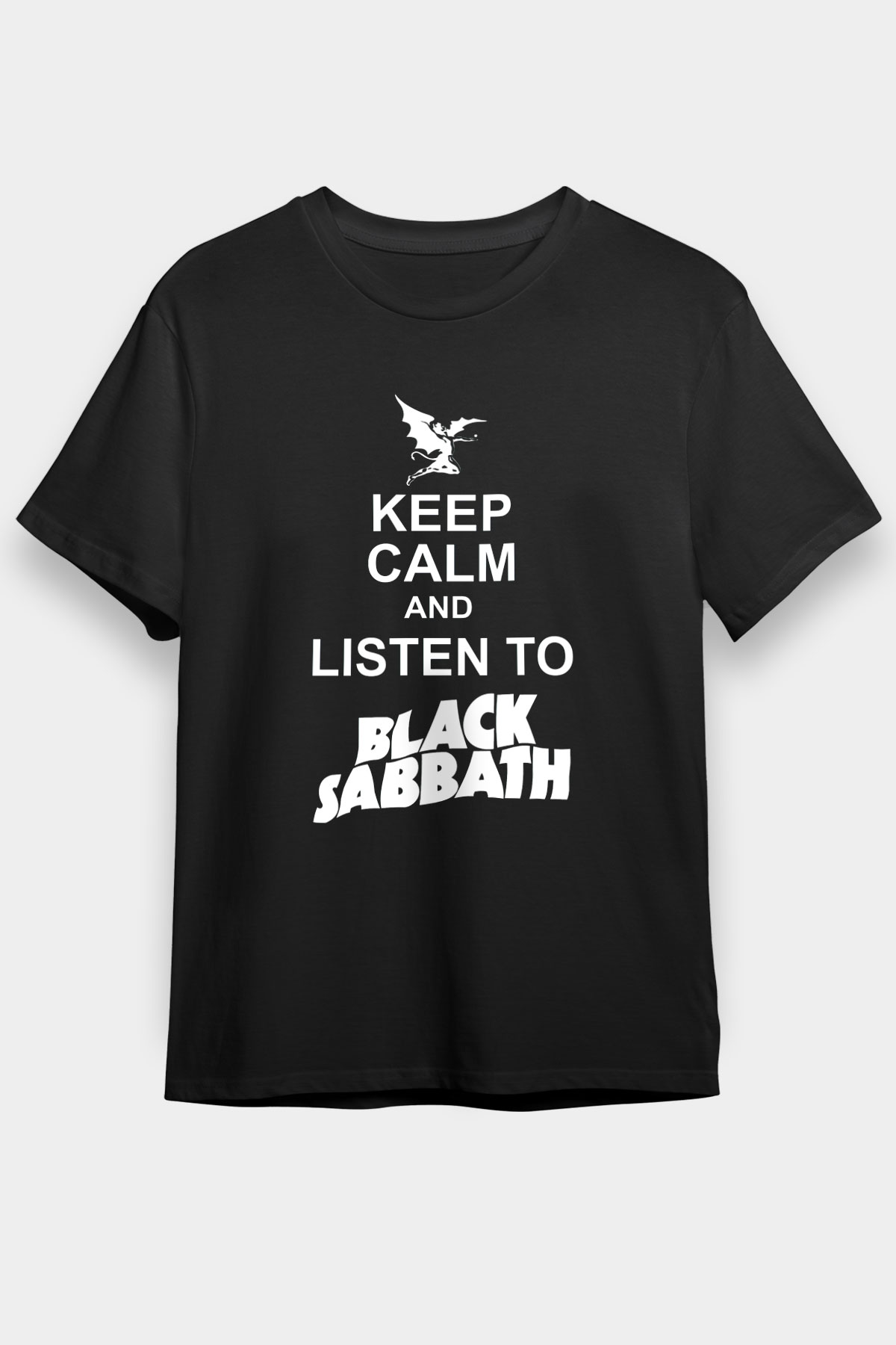 Black Sabbath Keep Calm And Listen To Black Sabbath Siyah Unisex Tişört T-Shirt - TişörtFabrikası