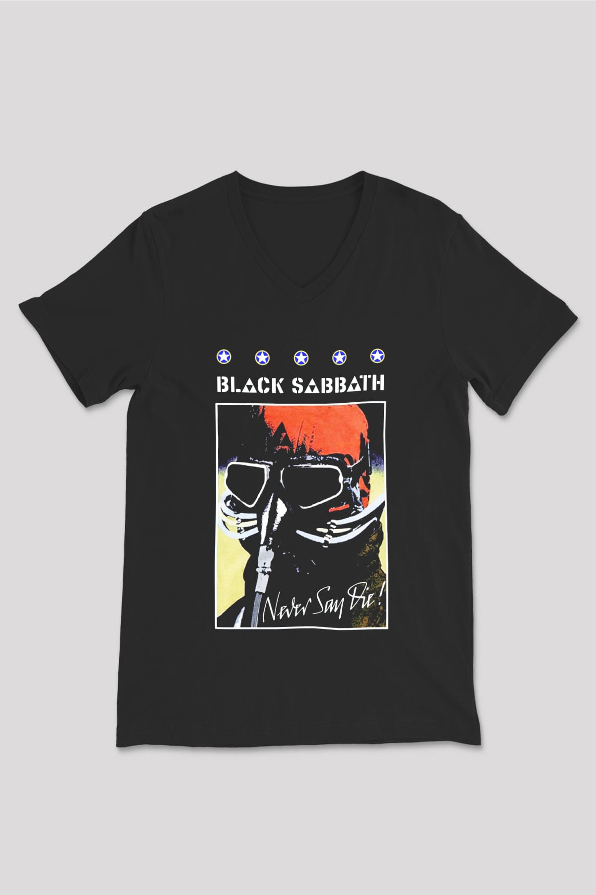 Black Sabbath Siyah Unisex V Yaka Tişört T-Shirt